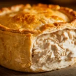 Final pie with a golden crust and thick filling