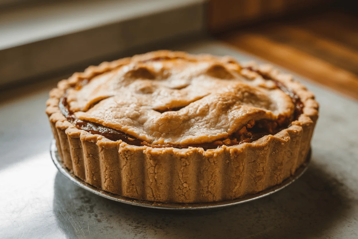 A perfectly baked pie with a crisp bottom crust.